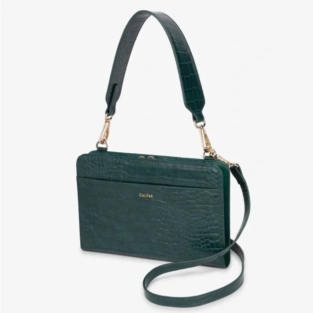 New Calpak Green Croc Pattern Wallet Purse